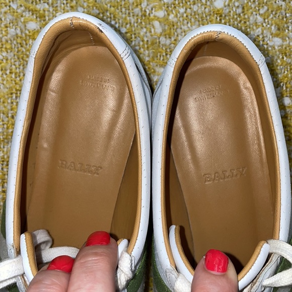 BALLY Classic White Green Sneakers - Picture 5 of 12